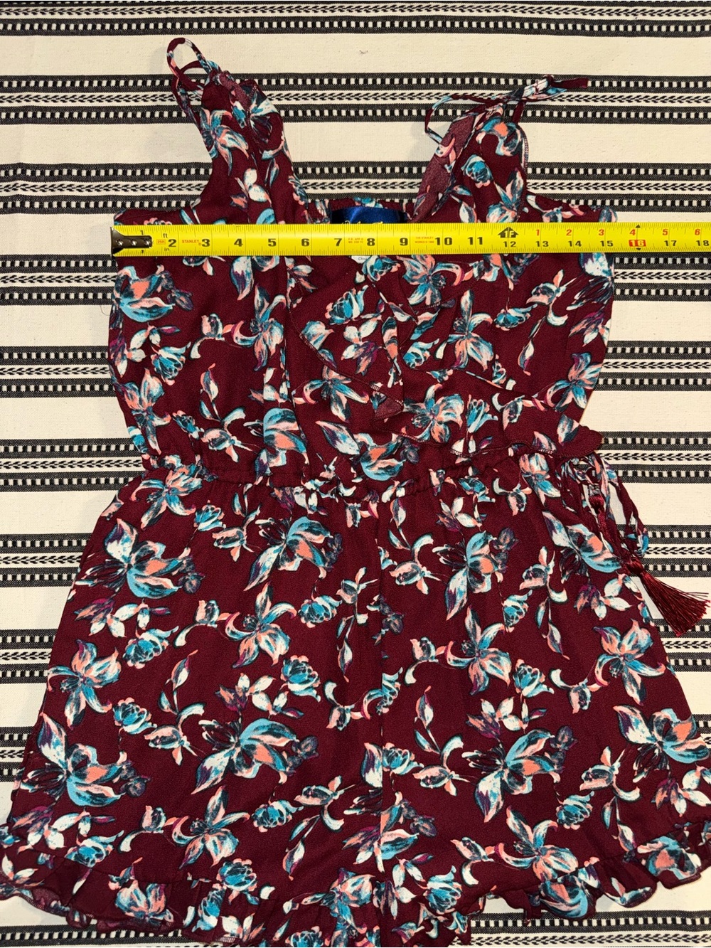 Blue Rain Women’s Burgundy Floral Spaghetti-Strap Romper, Small, BWT - Picture 10 of 15